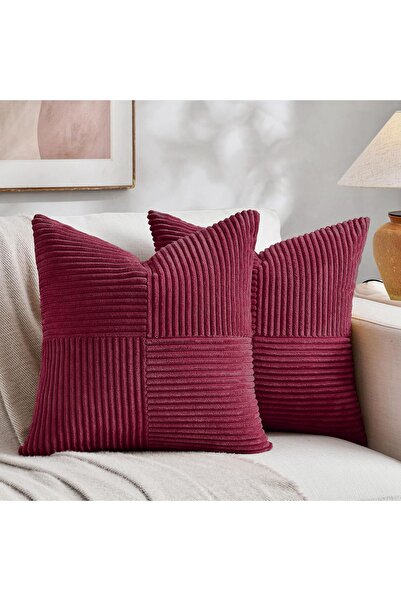 Dotail Set of 2 FDTERN pillowcases, 45 x 45 cm, velvet fabric, crisscross pat...