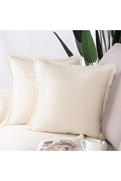 Dotail Set of 2 MADIZZ decorative pillowcases, with fringes, 55 x 55 cm, Poly...