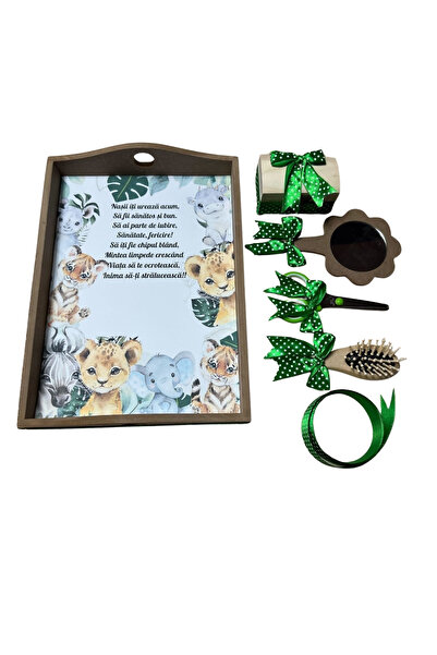 Your Baby Store Set tavita pentru taiere mot la baietei – verde cu tematica Zoo