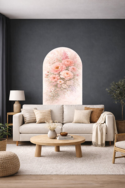 Sim Tasarım Set de autocolante decorative de perete cu flori și peisaje ovale...