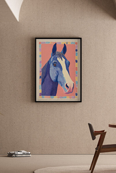 Artiera Παστέλ Μπλε Πίνακας με Άλογα, Μοντέρνο Διακοσμητικό Παιδικό Δωμάτιο -...