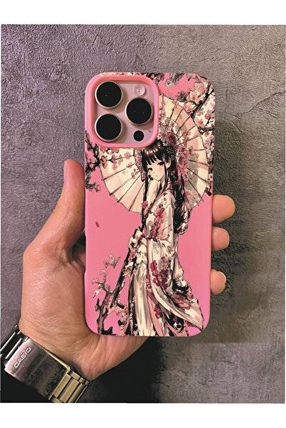 ALYACEPSTORE CASE İPHONE 13 PRO MAX Uyumlu Japon Kimonolu Şemsiyeli Kız Desen...