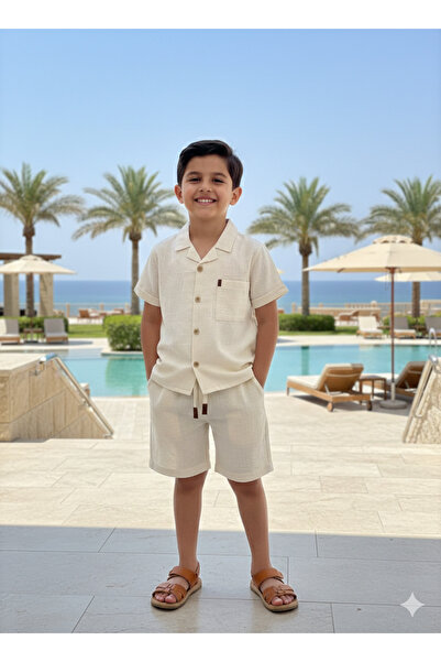 tinytrends Lanena majica i šorti za dečake, set od 100% pamuk delova za Eid