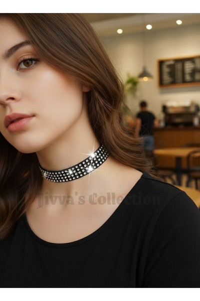 Jivva's Collection Black Stone Choker Necklace. Special Design