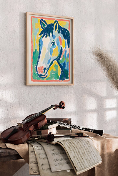 Artiera Πολύχρωμη Εκφραστική Ζωγραφική με Άλογα, Μοντέρνο Διακοσμητικό Παιδικ...