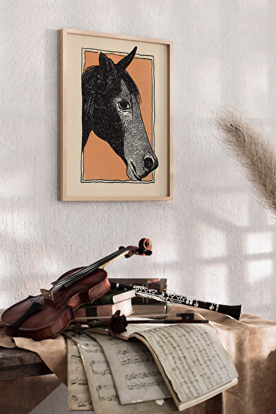 Artiera Αφηρημένο ζωγραφικό σχέδιο με μαύρο άλογο, καλλιτεχνικό μοντέρνο σαλό...