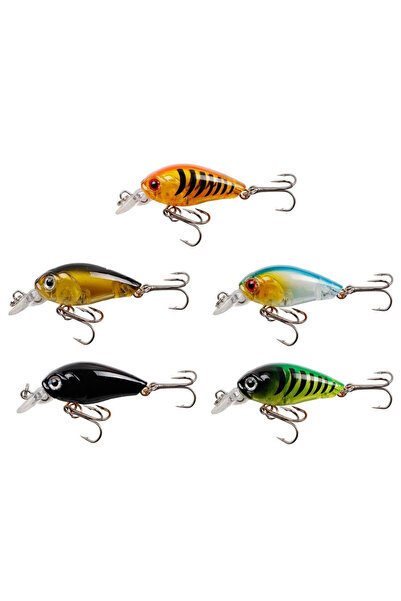 zola Set de 5 undițe de pescuit, diverse, plastic, 4,5 cm, greutate 4g, multi...