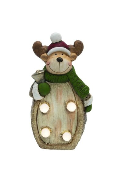 Home Керамична фигурка на елен с 4 бели светодиода, 17 см