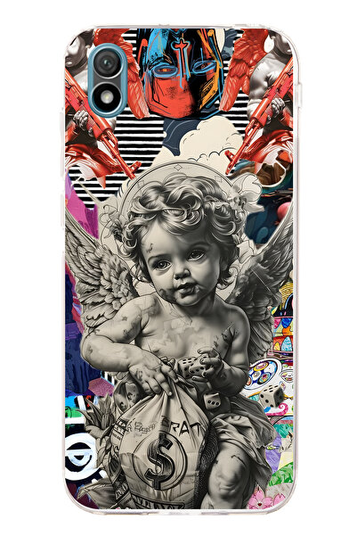 FLAMENKO حافظة هاتف شفافة بنمط Angel Collage متوافقة مع هاتف هواوي Y5 2019