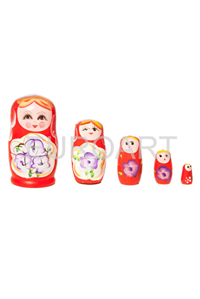 decotoys Matrioska 5/set lemn rosie