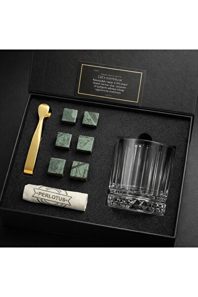 PERLOTUS İtaly Serisi 350 cc Kristal Bardaklı Granit Viski Taşı Seti Premium ...