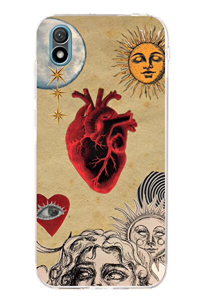 FLAMENKO حافظة هاتف شفافة بنمط الشمس والقلب متوافقة مع هاتف هواوي Y5 2019