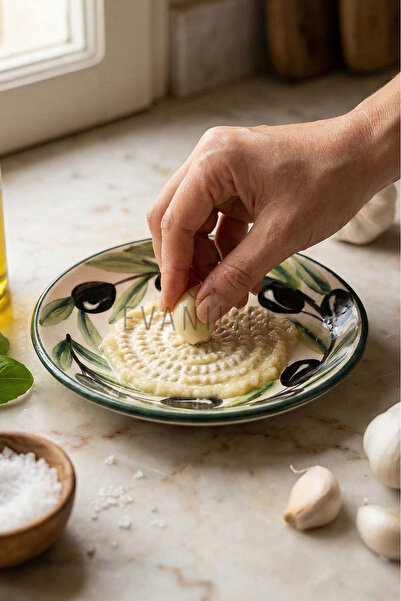 EvaniLife Seramik Rende Tabağı Çok Amaçlı Pratik Sarımsak & Zencefil Rendesi ...