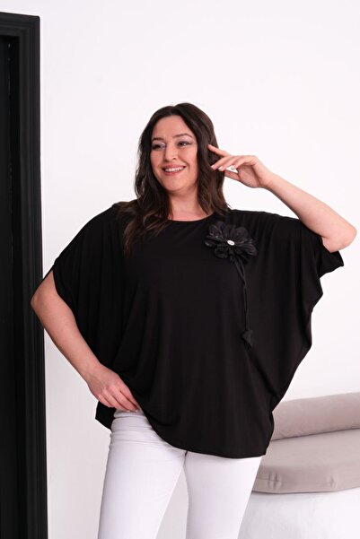 Esina Women's Viscose Cape Blouse with Floral Detail on the Front