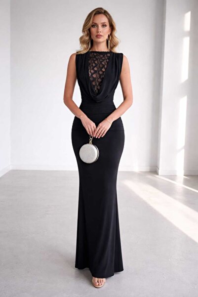 kikiriktekstil 10941 Γυναικείο φόρεμα με λαιμόκοψη και δαντέλα με λεπτομέρειε...