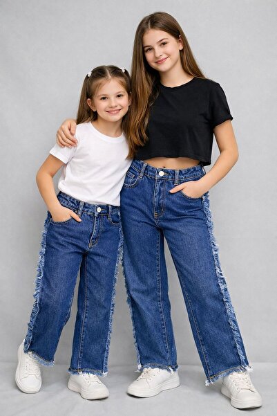 Ede Tekstil JEANS YANI și pantaloni de blugi pentru fete cu ciucuri la picior