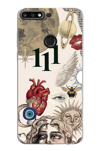 FLAMENKO حافظة هاتف شفافة متوافقة مع هاتف هواوي Y7 2018 مع تصميم Astro Symbol...