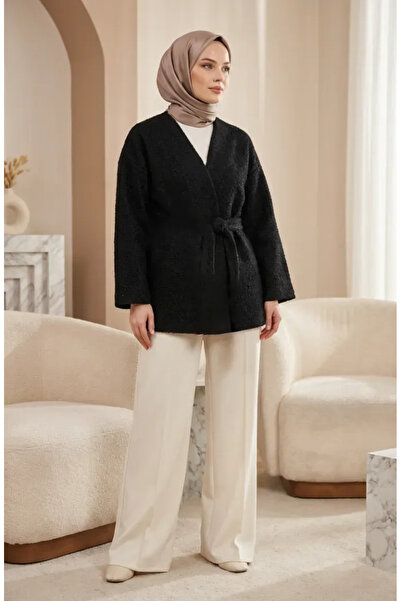 sefamerve Buklet Fabric Tied Winter Cap 2235-05 Black