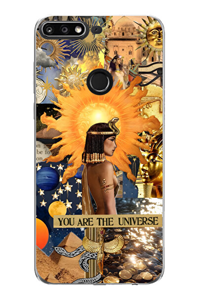 FLAMENKO حافظة هاتف شفافة بنمط كليوباترا متوافقة مع هاتف هواوي Y7 2018