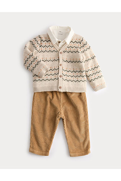 Marks & Spencer 3 Parça Fair Isle Takım (0–3 Yaş)