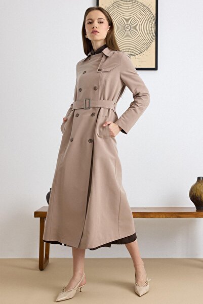 Olcay Λεπτομερής μακριά καμπαρντίνα με λεπτομέρεια κάπας, μοντέλο Υδροαπωθητι...