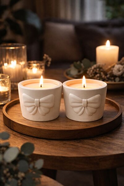 LUMIRA SCENTED CANDLE CONCRETE POT 2'li Kurdeleli Set Beton mum - Kokulu Mum ...