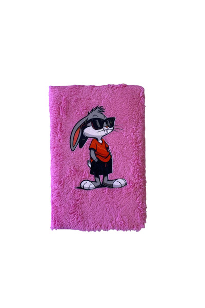 mercanpromosyon Coral Cute Rabbit Plush Notebook - Soft Furry Fun School and ...