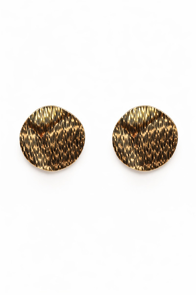 Angelovia Textured Round Copper Plated Minimal Women's Steel Earrings