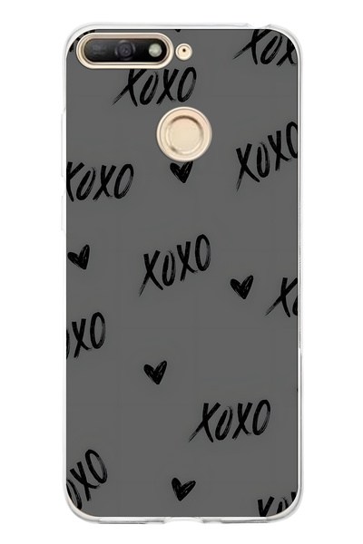 FLAMENKO حافظة هاتف شفافة بنمط XOXO متوافقة مع هاتف هواوي Y6 2018