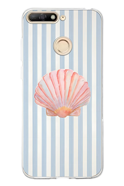 FLAMENKO حافظة هاتف شفافة بنمط صدفة البحر متوافقة مع هاتف هواوي Y6 2018