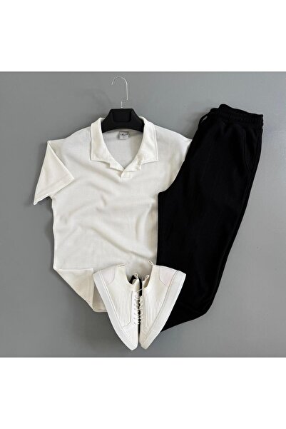 WENMİNG Men's Ottoman Fabric Summer Polo Collar T-Shirt and Pants Combination