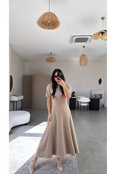 Buket Teke Massi Model Maxi Dress with Mink Pieces