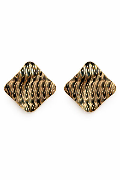 Angelovia Geometric Textured Copper Plated Women's Steel Earrings