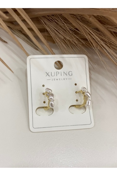 JustGAF Gold Color Pearl Model Xping Hoop Children's Earring