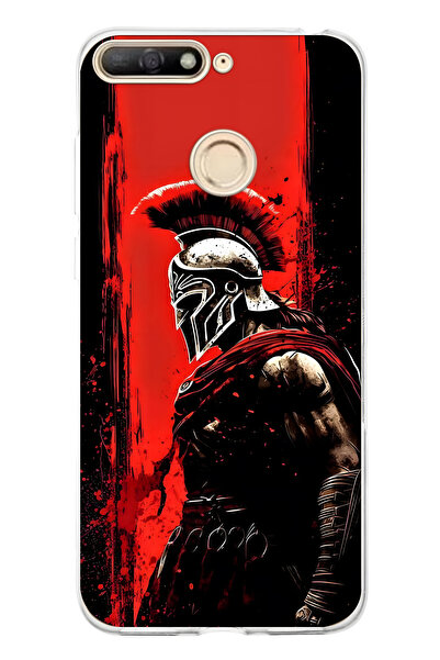 FLAMENKO حافظة هاتف شفافة متوافقة مع هاتف هواوي Y6 2018 بنمط واريور سبارتا