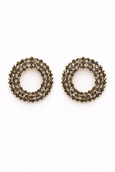 Angelovia Round Multi-Stone Copper Plated Hoop Women's Steel Earrings