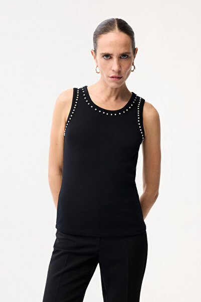 adL Taşlı Kolsuz Bluz