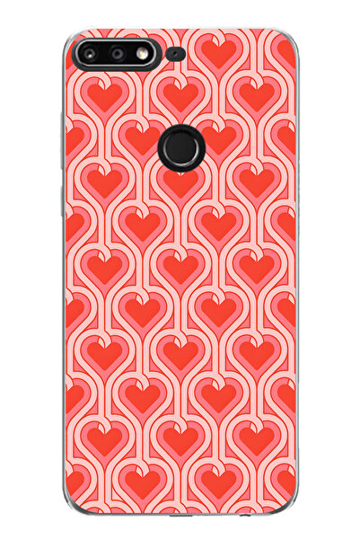 FLAMENKO حافظة هاتف شفافة بنمط قلب ريترو متوافقة مع هاتف هواوي Y7 2018