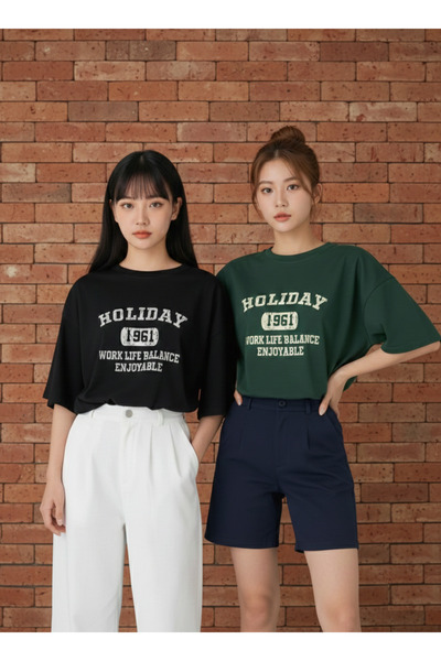 Gollinger Σετ 2 γυναικείων μπλουζών με στάμπα και λαιμόκοψη ποδηλάτου