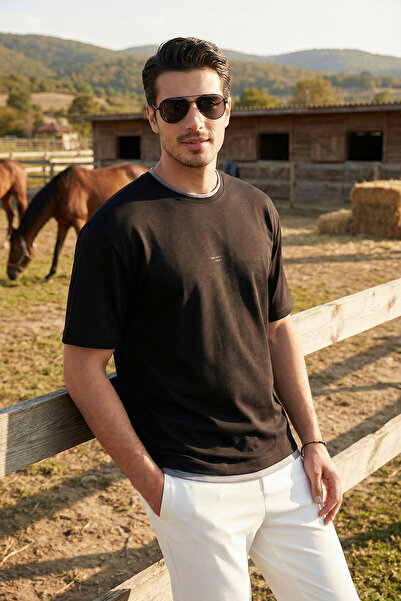 Buratti Ανδρικό T-shirt με κανονική εφαρμογή και λαιμόκοψη ποδηλάτου OYSHO απ...