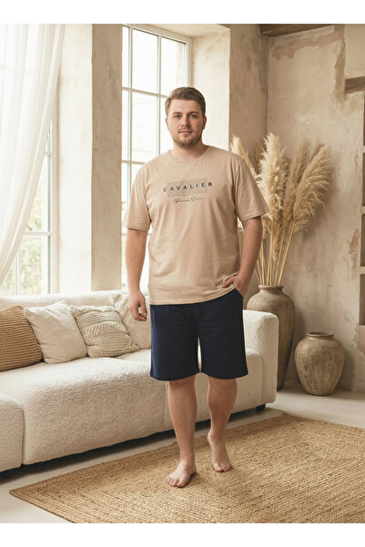 SEBOTEKS طقم بيجامة رجالي قصير الأكمام بجيوب من القطن 100% مقاس كبير 2014