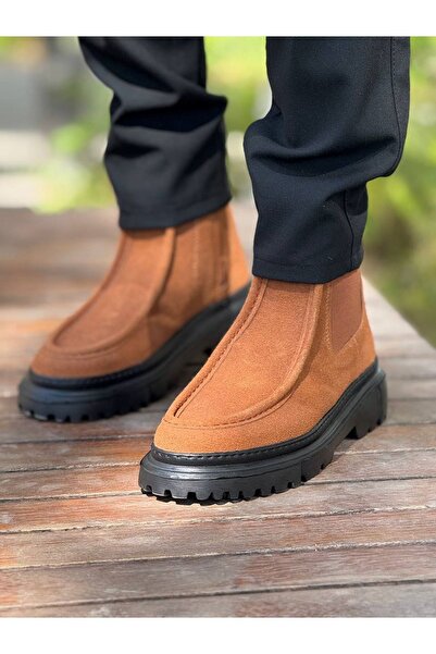 Mhoda Shoes Rlx-2433 Men's Zippered Classic Suede Boots Brown - Sst