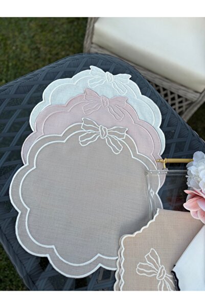 ELORA MAISON 2’li Belle Amerikan Servis, Nakışlı Keten Servis