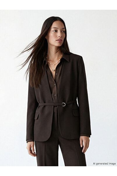 LC Waikiki Nevavm Women's Blazer Jacket with Belt in Contrast Color