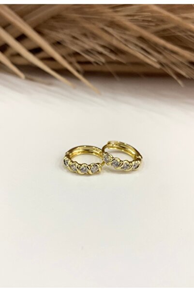 JustGAF Gold Color Zircon Stone Xping Hoop Children's Earring