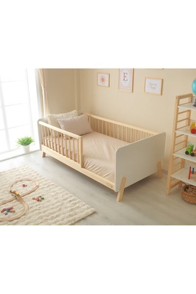 Cozibo Suny 90*190 Doğal Ahşap Çocuk Yatağı - MDF Başlık