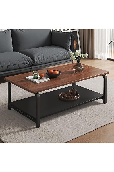 Vivendo Rustic-modern coffee table, with storage shelf, MDF top, metal frame,...