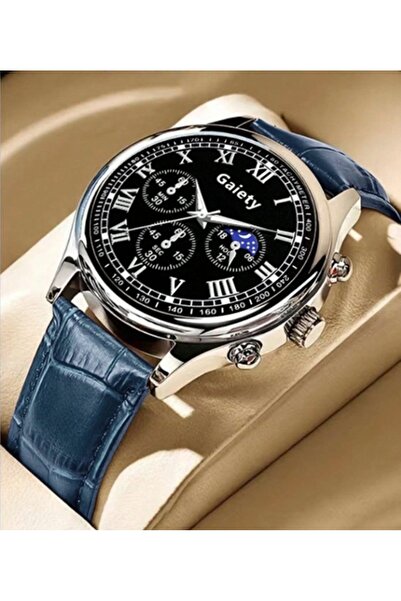 Gaiety Elegant Men's Watch with Black Dial and Roman Numerals, Leather Belt ,...