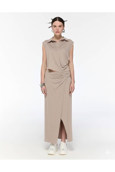 LAMANTE V Yakalı Drapeli Bluz