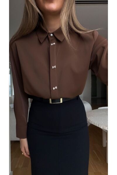 EGZOTİK ASORTİK Bowknot Ornament Buttoned Shirt